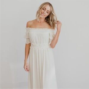 Baltic Born Off-Shoulder Cream Maxi Dress